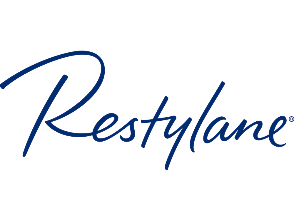 Restylane logo in blue lettering.